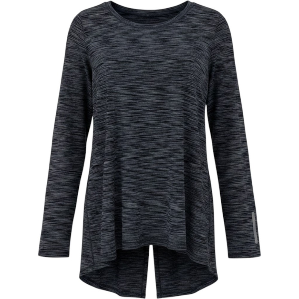 Zyia Active Performance Top Womens XL Gray Space Dye Split Back Thumbhole Shirt